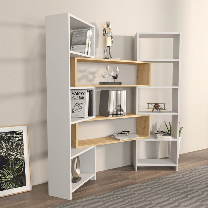 Hanah Home Poyraz Estantería Blanco y Roble